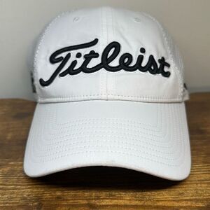 Titleist White Embroidered Golf Hat Trucker Mesh Cap Adjustable FJ Pro V1